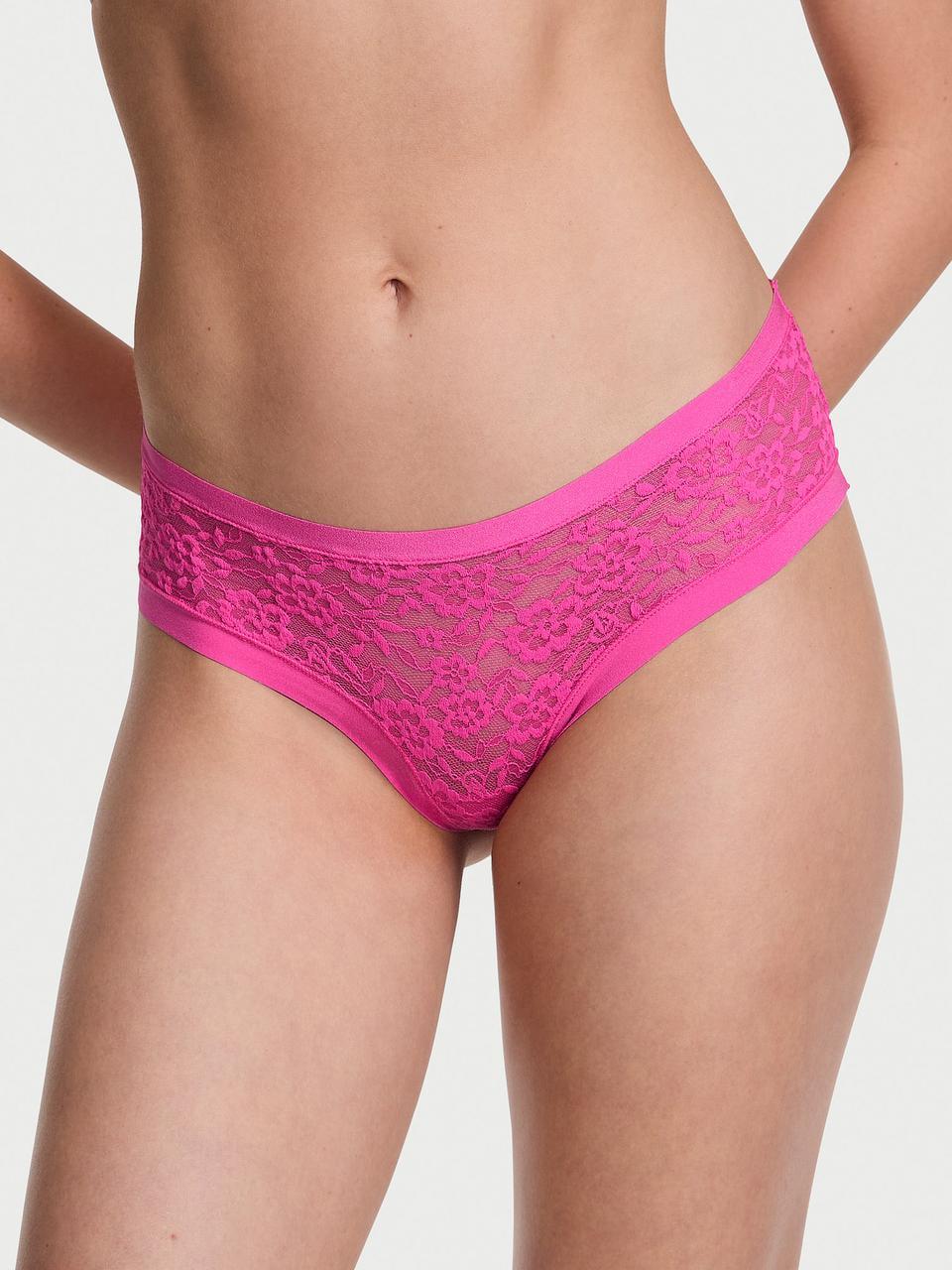 Трусики женские Victoria's Secret No-Show Lace Cheeky XL Розовый (2826594449195)