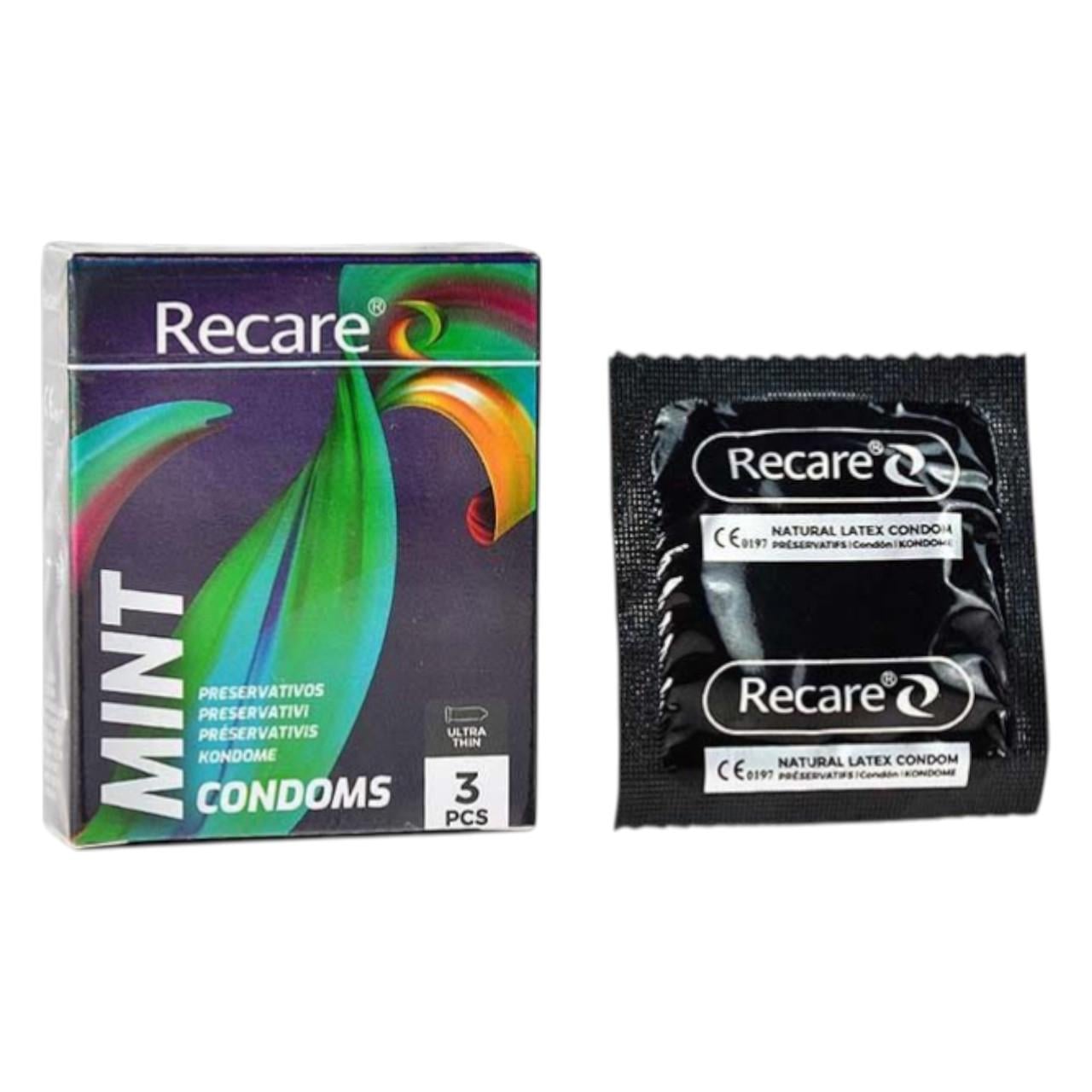 Презервативи ультратонкі Ultra Thin Mint Holographic Recare з ароматом м'яти 3 шт.