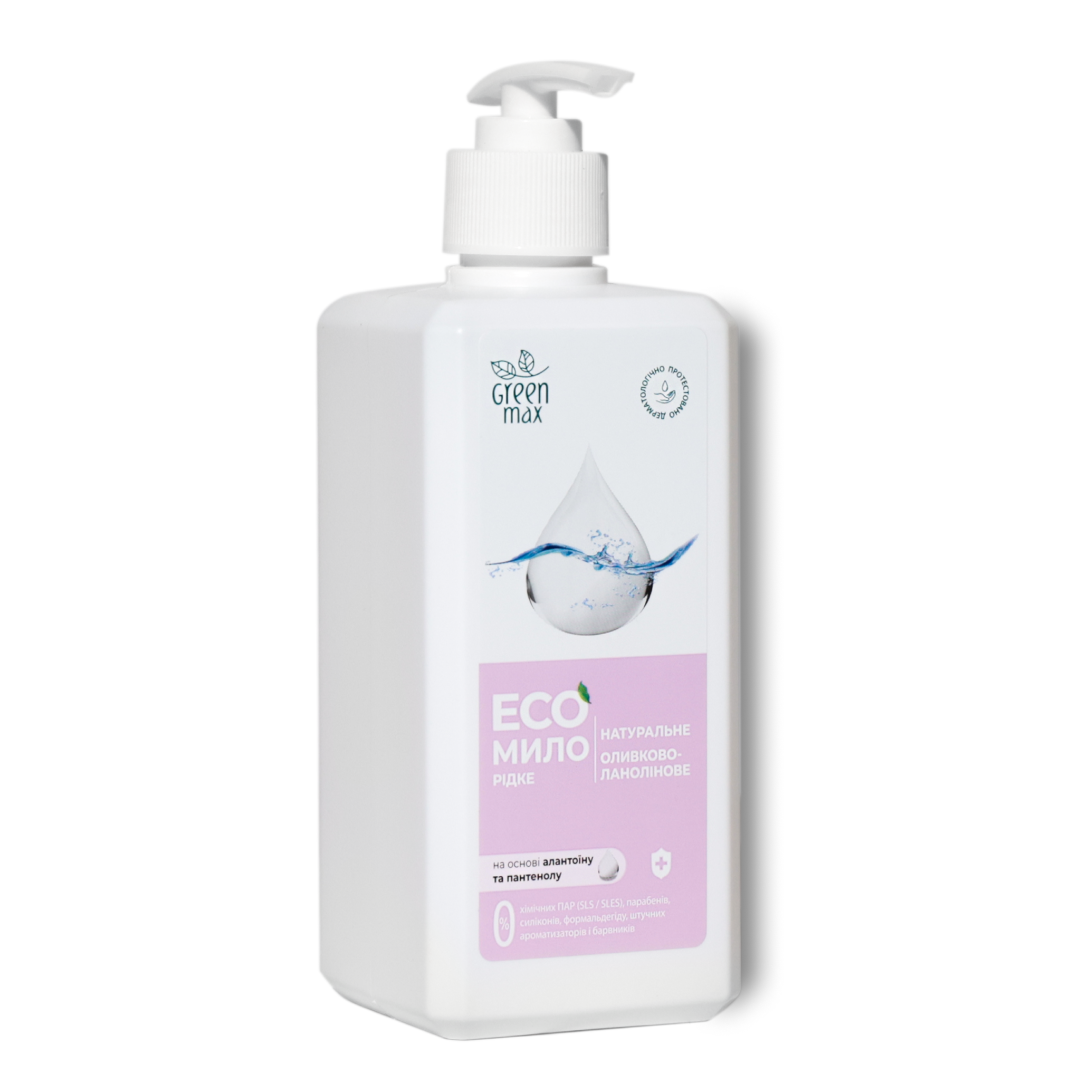 Мыло жидкое натуральное оливковое ланолиновое Green Max с дозатором 500 мл (99101234101)