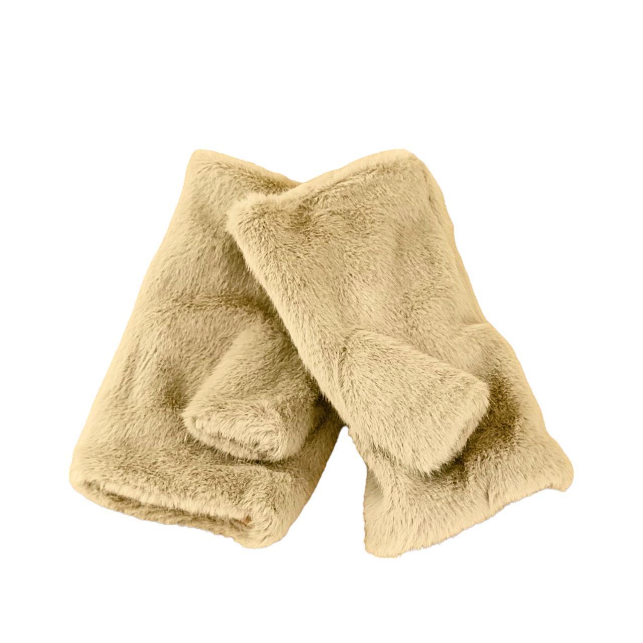 Перчатки митенки меховые S-M Темно-бежевый (47170) - фото 5