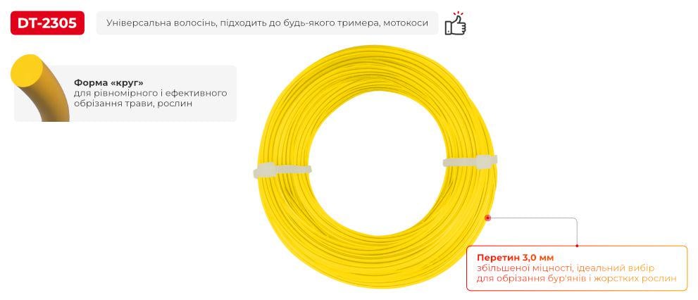 Ліска для тримера Intertool DT-2305 коло 3,0 мм x 15 м - фото 2