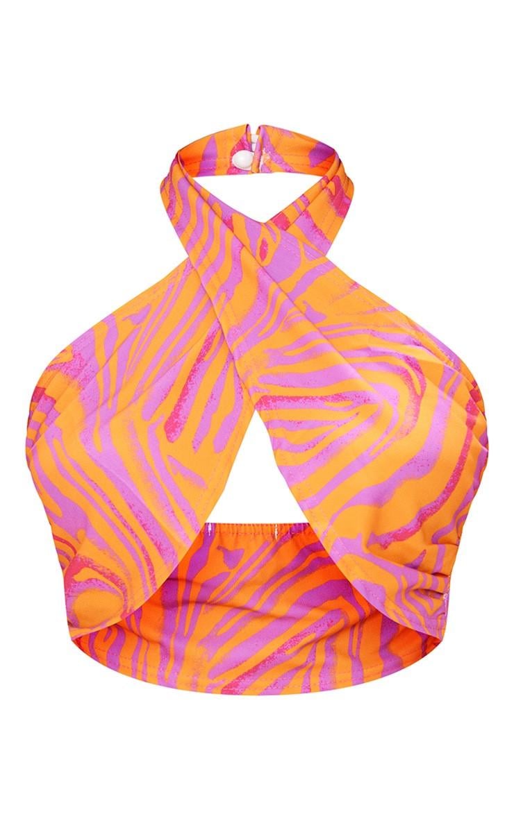 Топ женский укороченный Pretty Little Thing с принтом зебры S Розовый Топ женский укороченный Pretty Little Thing с принтом зебры S Розовый