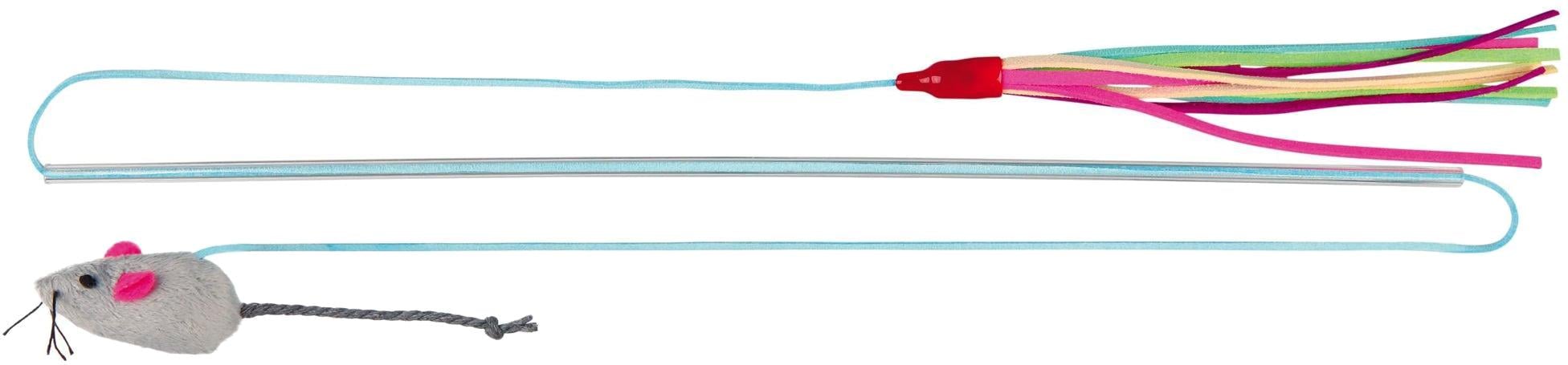 Игрушка для котов Trixie Палочка двойная с мышкой и лентами 40 см Разноцветный (4047974457467)