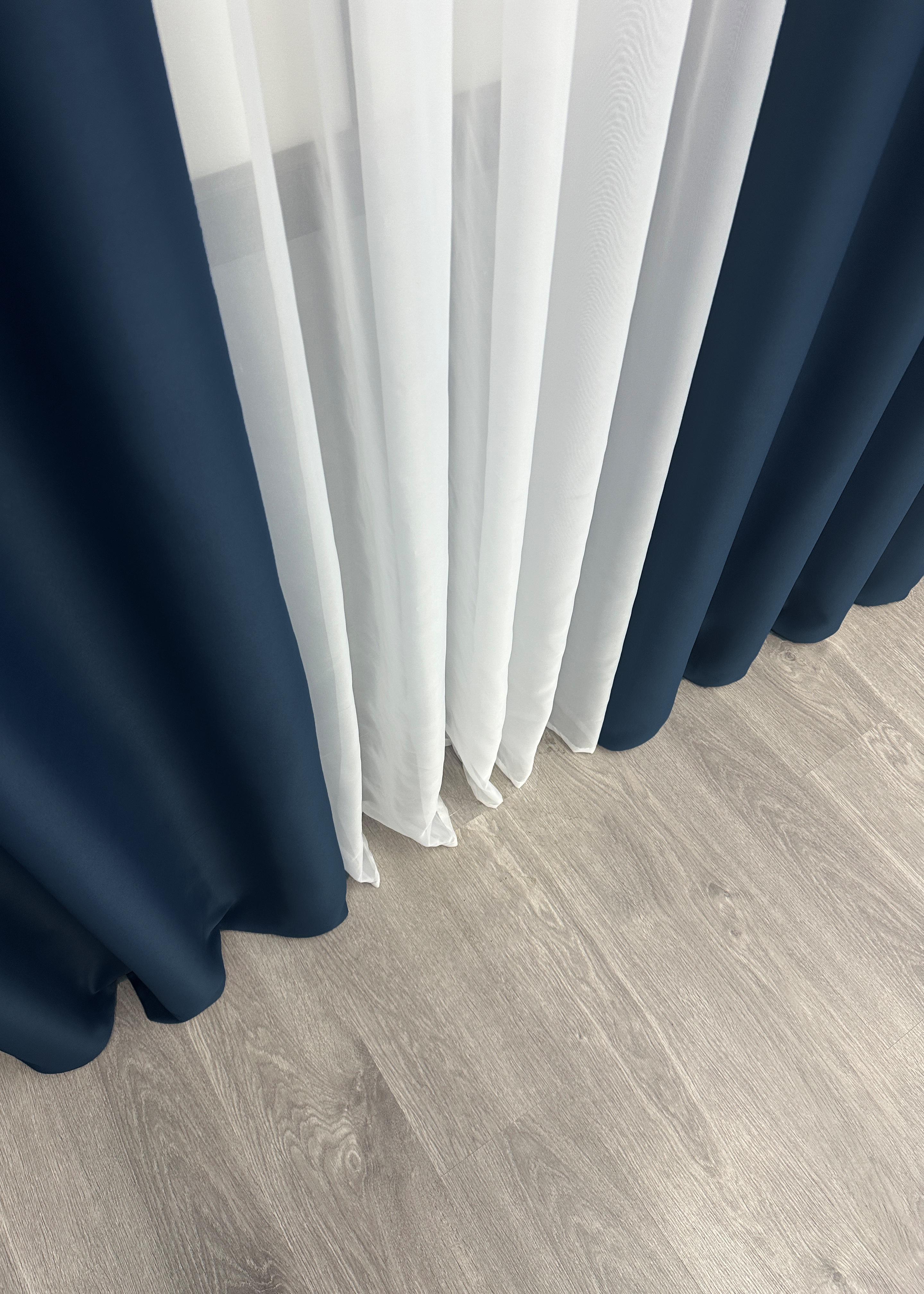 Комплект штор на люверсах VR-Textil Блэкаут Bagema Rvs № 1474ш 150х250 см 2 шт. Синий (37-0256) - фото 11