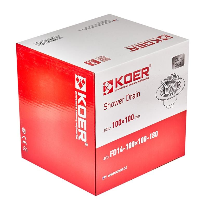 Трап душовий KOER FD14 з нержавіючої сталі SUS304 прямий відвід 100x100-180 мм (AC0662) - фото 2 Трап душовий KOER FD14 з нержавіючої сталі SUS304 прямий відвід 100x100-180 мм (AC0662) - фото 2