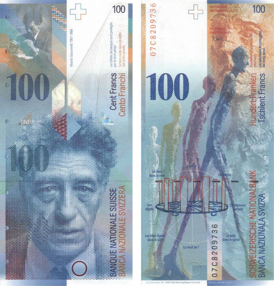 Колекційна банкнота Швейцарія 100 франків UNC P72 (Б09330)