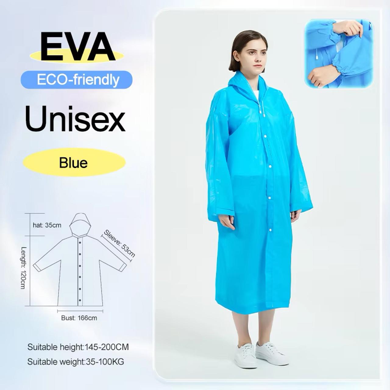 Дощовик з капюшоном EVA Raincoat на кнопках Блакитний (1801429) - фото 2