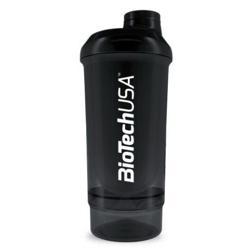 Шейкер для протеина с контейнером BioTech Shaker Wave+ 2 in 1 500 мл Черный