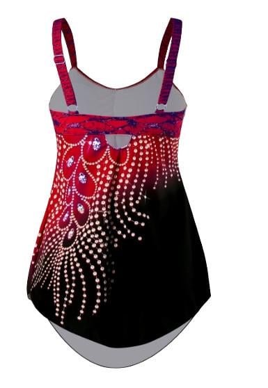 Купальник-платье женское раздельное танкини 2XL Красный (2366) - фото 2