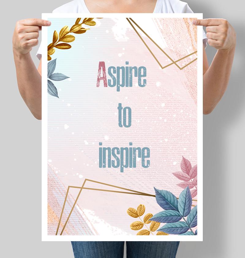 Постер мотивирующий "Aspire to inspire" 42х60 см (М135)