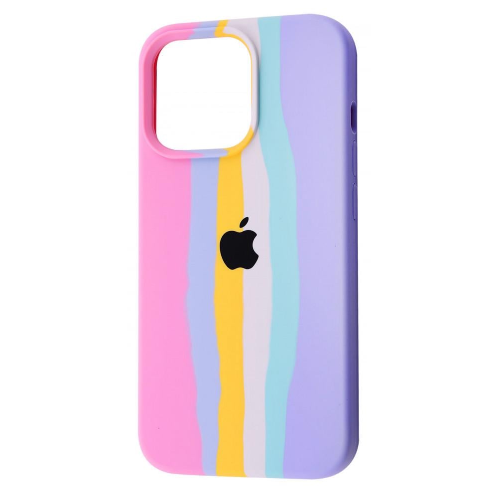 Чохол із м'якою підкладкою PRC Rainbow Silicone Case iPhone 13 Pro pink/purple Рожевий Фіолетовий