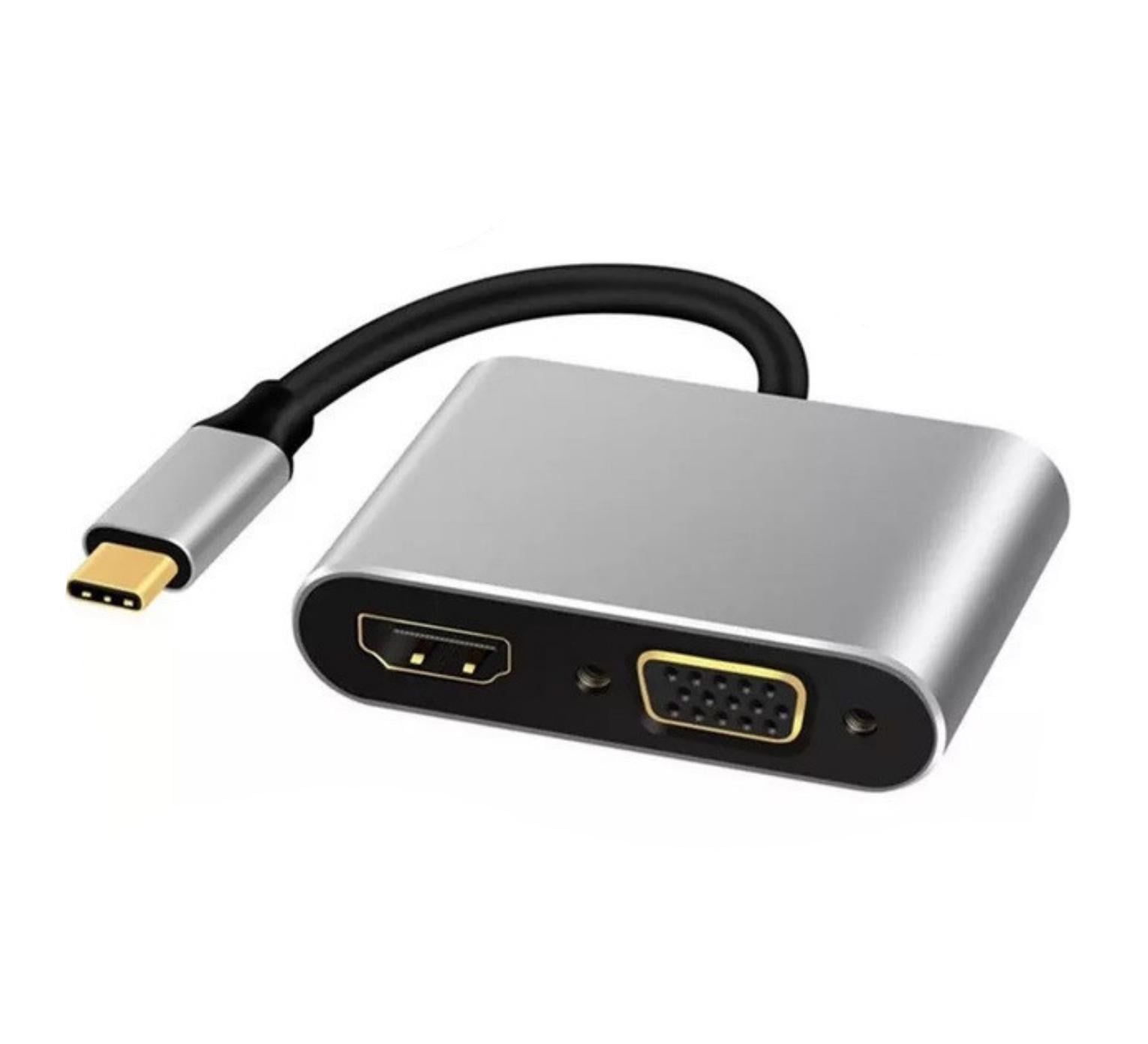 Переходник USB-хаб SUNROZ USB Type-C-HDMI/VGA/USB 3.0/PD 87W Grey (A48659)