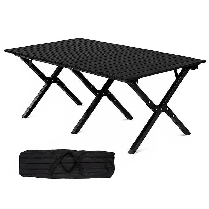 Стіл туристичний складаний Lesko S5433 ламелевий Black (36490799)