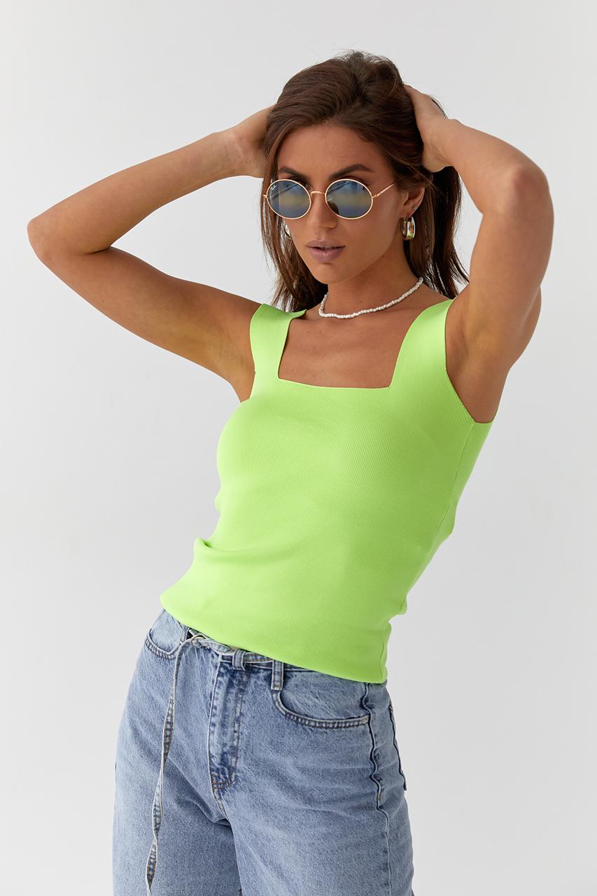 Топ женский QU STYLE однотонный с квадратным вырезом M Салатовый