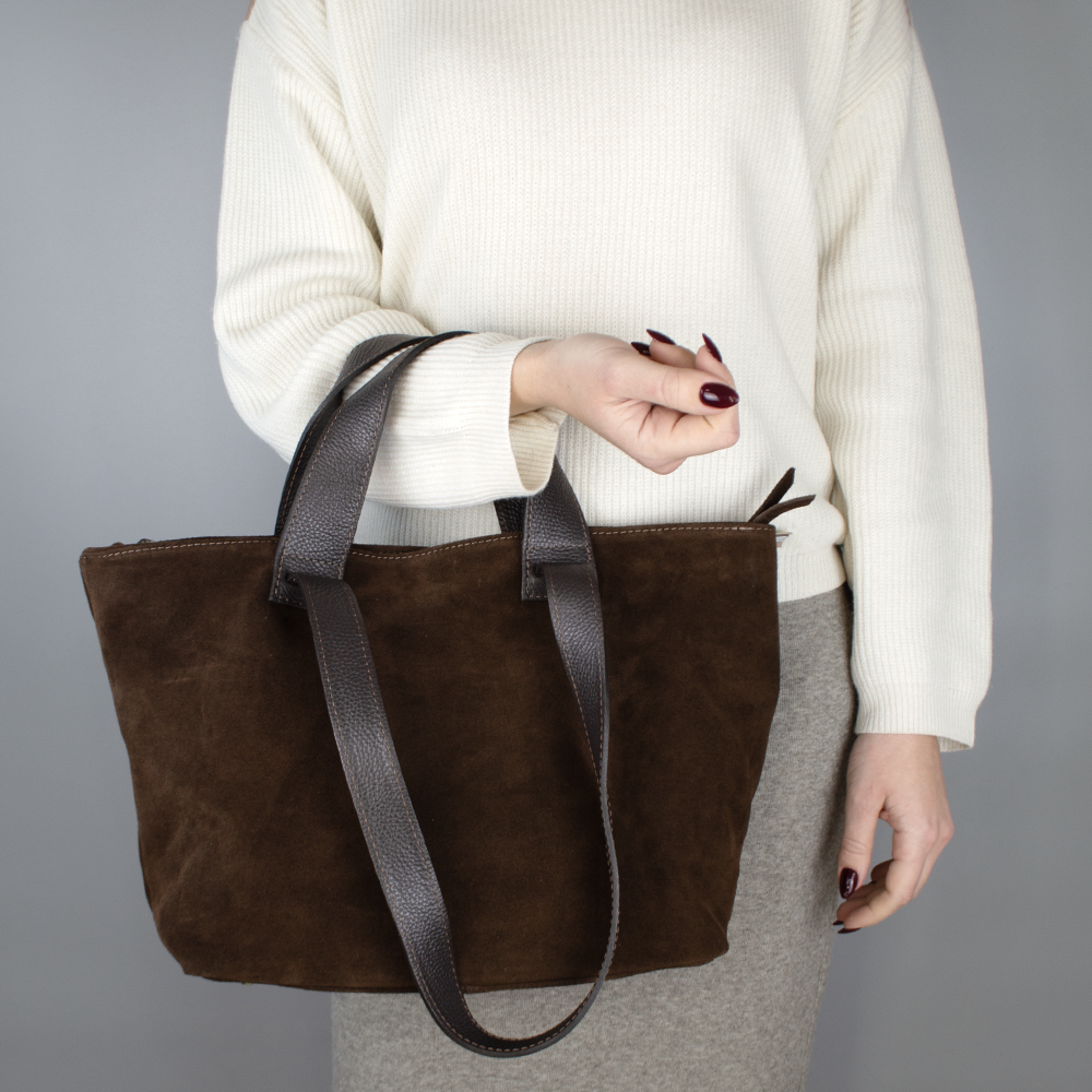 Сумка-шопер женская замшевая Virginia Conti 03791 Шоколадный (2423621222) - фото 2 Сумка-шопер женская замшевая Virginia Conti 03791 Шоколадный (2423621222) - фото 2