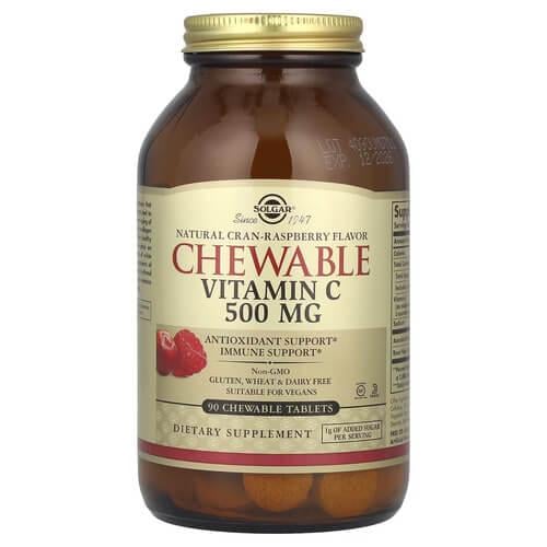 Витамин С Solgar Chewable Vitamin C 500 мг 90 Chewable Tablets Raspberry (SOL-00408)