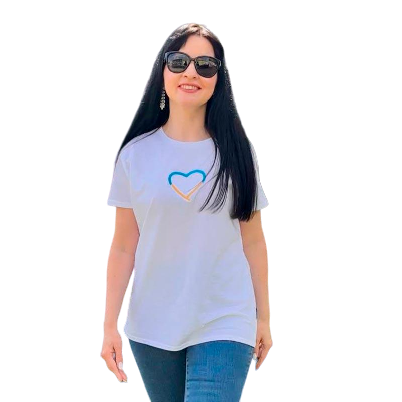 Футболка жіноча з вишивкою сердце XL Білий (965007-17-4)
