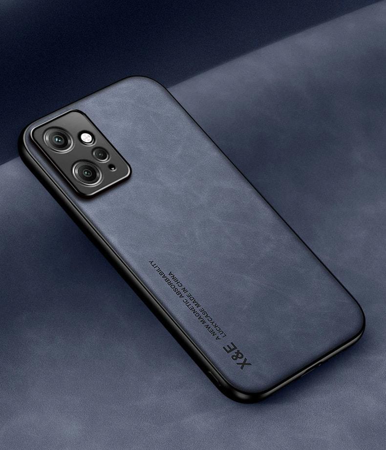 Кожаный чехол XnE Xiaomi Redmi Note 12 4G с металлической вставкой Blue (34279-28)