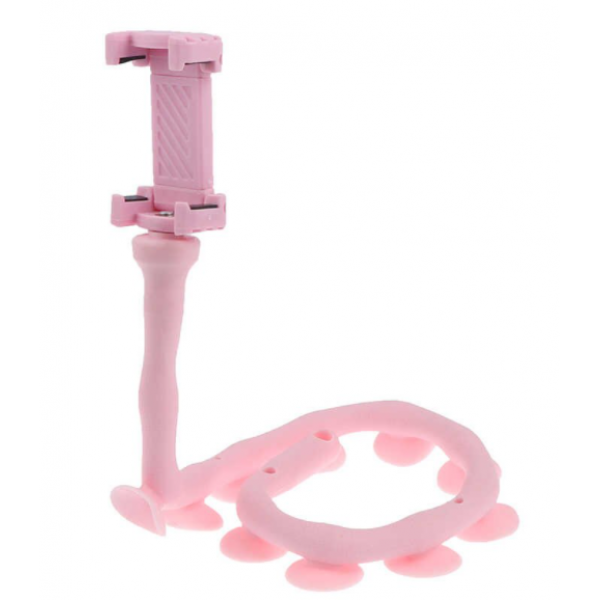 Гибкий универсальный держатель для телефона с присосками Cute Worm Lazy Holder Розовый
