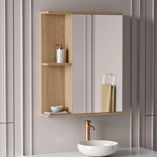 Зеркало с полочками в ванной комнате Дуб сонома (FV-01)
