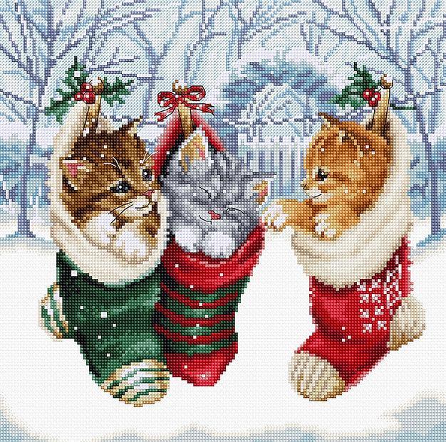 Набор для вышивания крестиком Luca-S Snowy Kitties/Chatons enneiges (L8087)