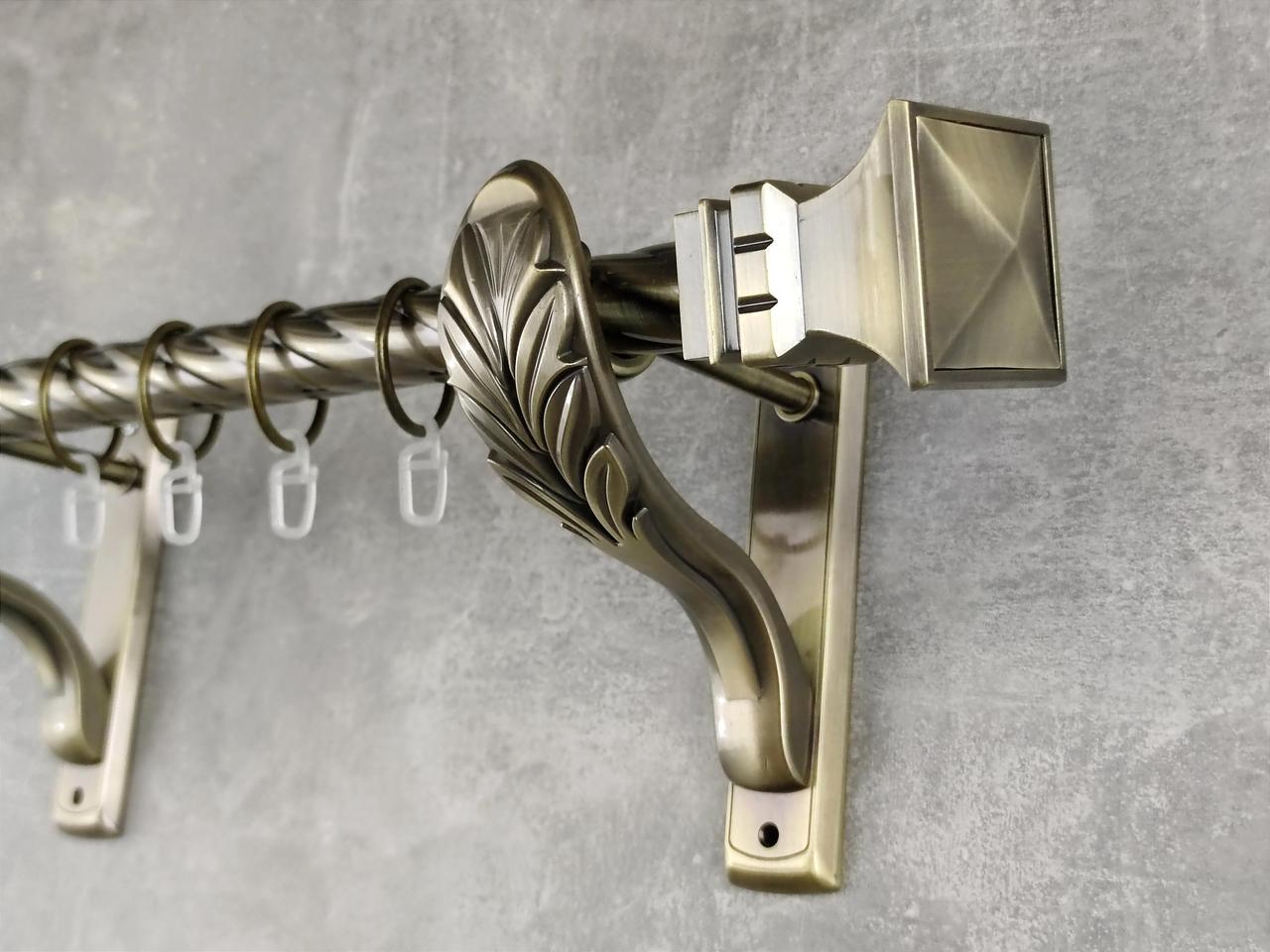 Карниз MStyle металлический для штор однорядный Емпория 25 мм крученый 200 см Антик (5012175)