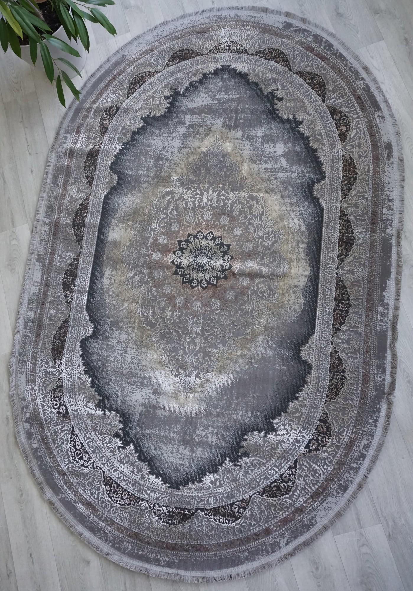 Ковер овальный Salsa f070a 150x230 см Visone/Dark Gray