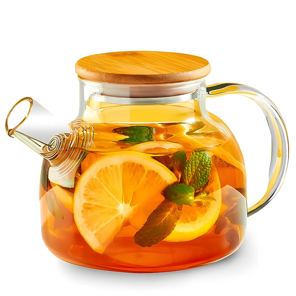 Чайник заварювальний з жароміцного скла з бамбуковою кришкою Стокгольм 1000 мл
