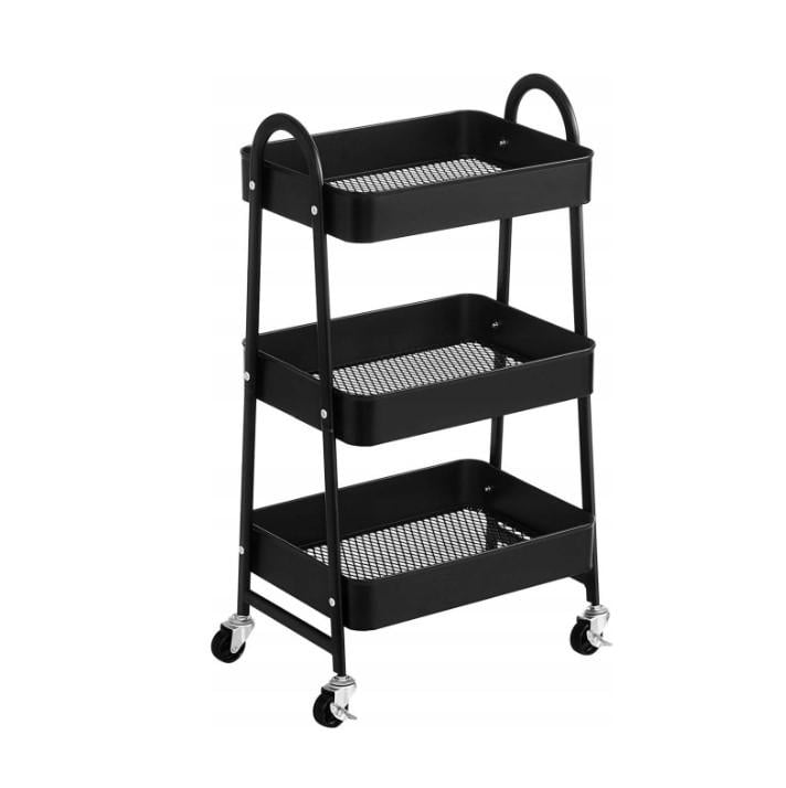 Тележка для ванной комнаты 3 секции Черная