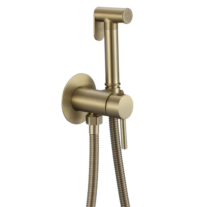 Змішувач для гігієнічного душу MIXXUS Premium Hans 002-A Inner з лійкою Brushed Gold (MI6922)