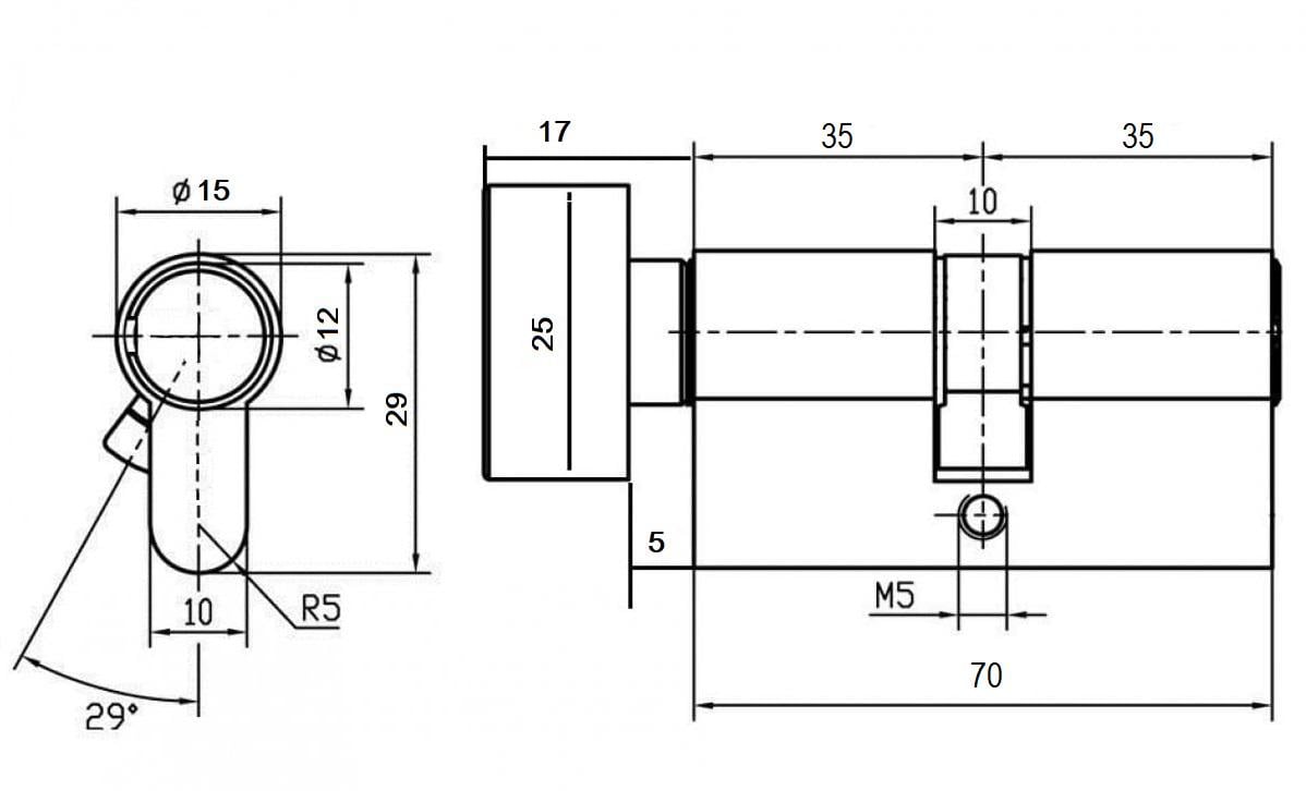 Цилиндр FZB узкий Т35x35 5 ключей SB 70 мм Золотистый (ЗС453) - фото 3 Цилиндр FZB узкий Т35x35 5 ключей SB 70 мм Золотистый (ЗС453) - фото 3