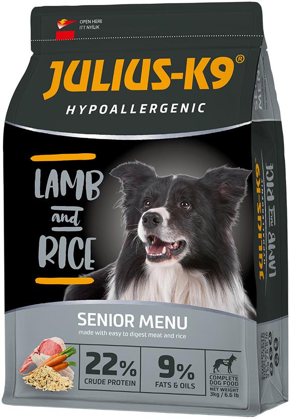 Корм сухий для собак старшого віку або собак схильних до повноти JULIUS-K9 LAMB and RICE Senior Menu 3 кг (5998274312750)