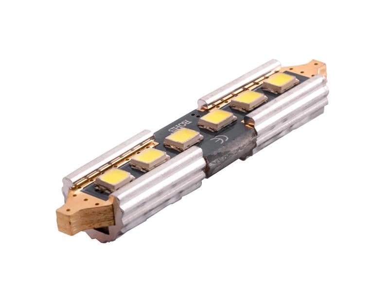 Автолампа светодиодная C5W SV8,5 с обманкой 12 В 42 мм SMD2835-6led Белый (2176)