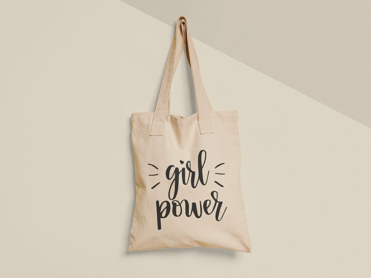 Эко-сумка шоппер с принтом "Girl power" 38х40 см Бежевый (ПН413-Т)