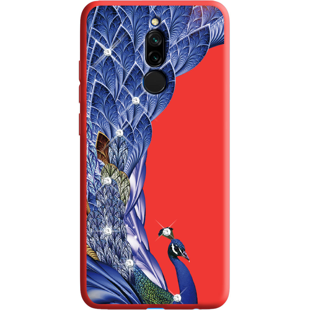 Чохол Boxface Xiaomi Redmi 8 Павич зі стразами Червоний силікон  (38411-rs7-38680)