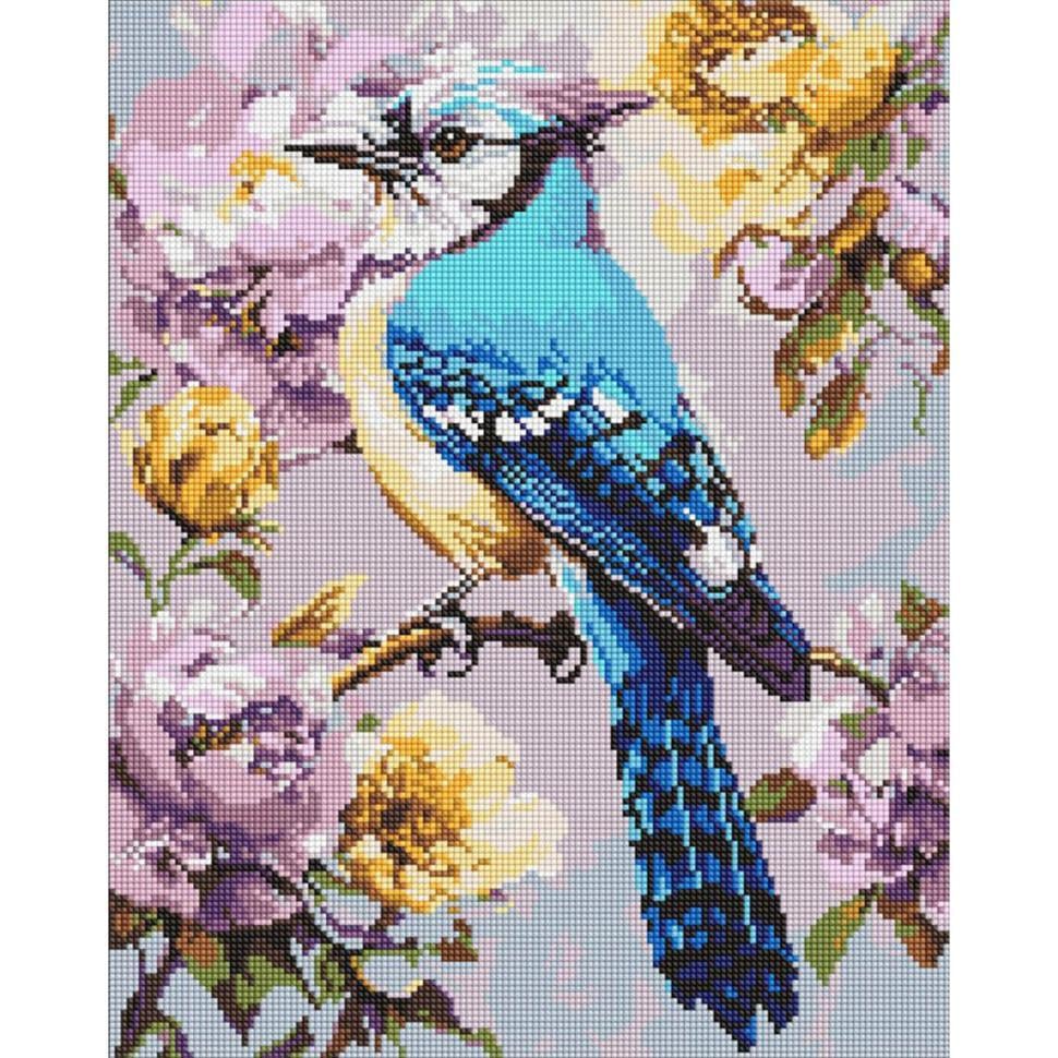 Алмазная мозаика Ideyka Сойка в пионе 40x50 см (AMO8294)