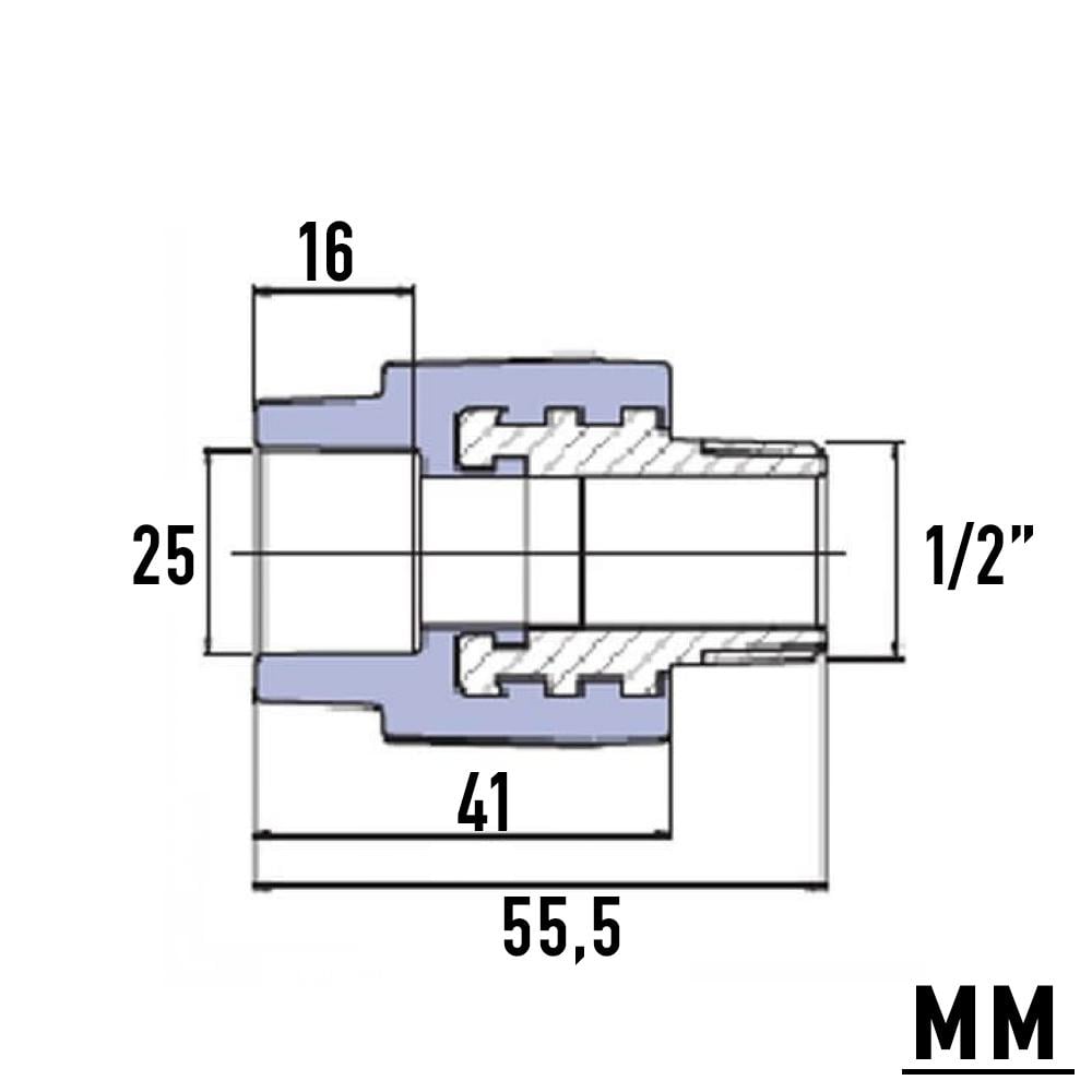 Муфта с металлической наружной резьбой Wavin PP-R 25 мм 1/2" - фото 2 Муфта с металлической наружной резьбой Wavin PP-R 25 мм 1/2" - фото 2