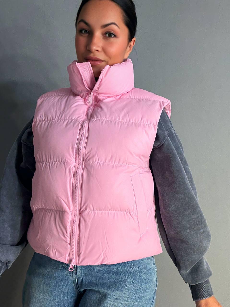 Жилетка жіноча A-N 10013 дута без капюшона р. 44 Рожевий - фото 1