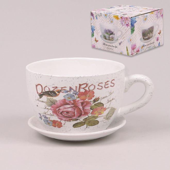 Горшок керамический Flora Чашка с подставкой (36654)