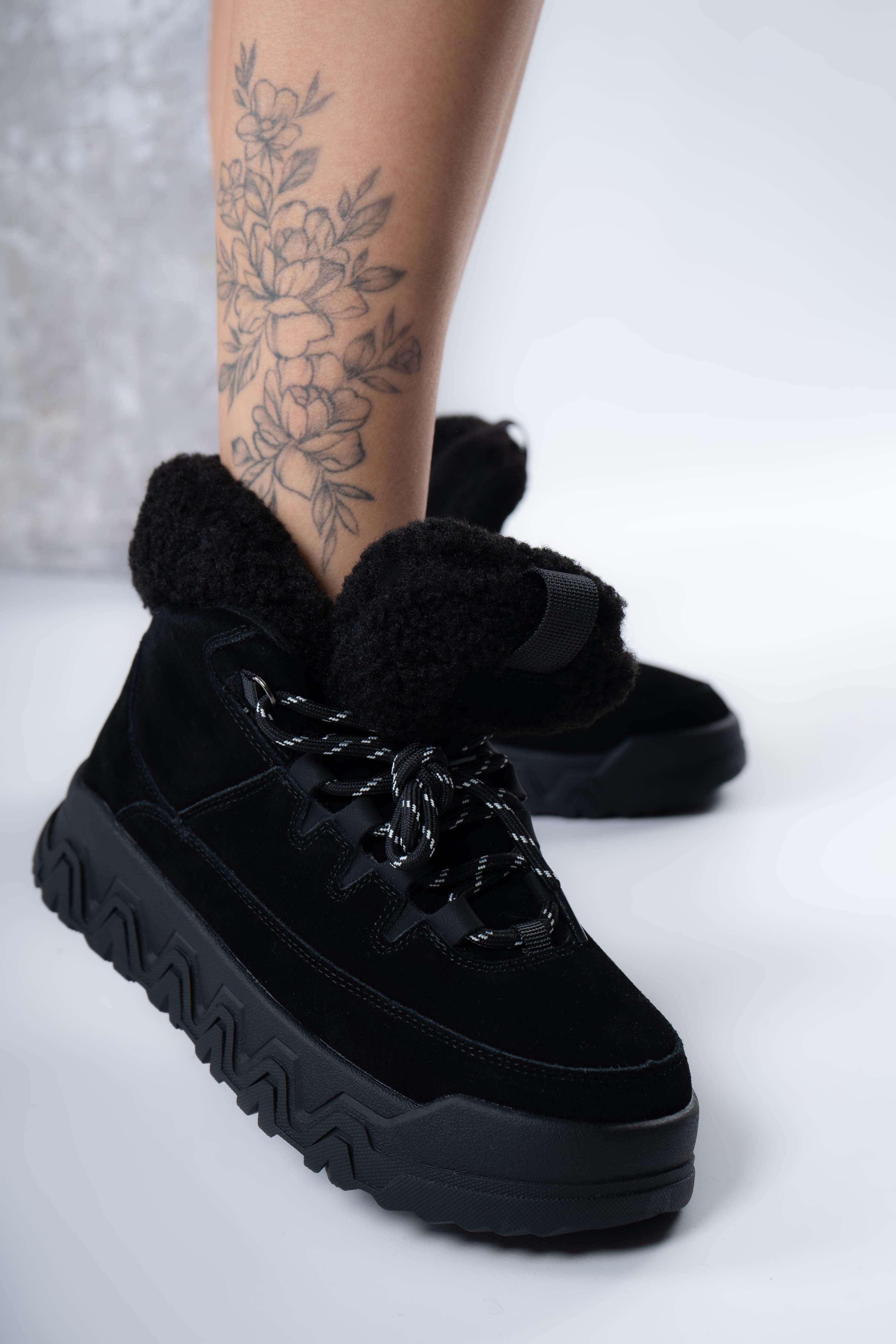 Ботинки женские Where Uwear 346796 натуральная замша р. 38 Черный (346796_38)