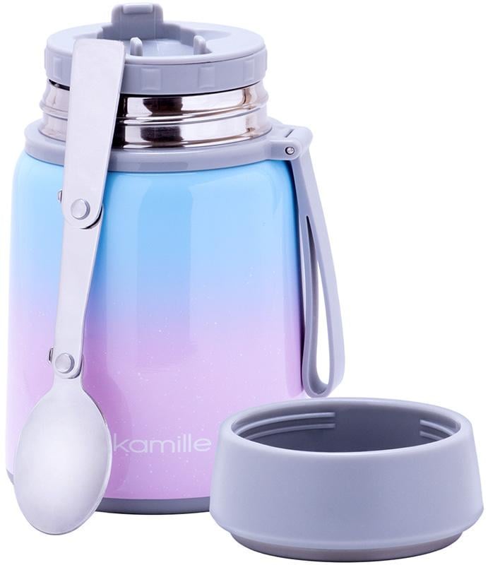 Термос харчовий Kamille Градієнт із нержавіючої сталі з ложкою 530 мл - фото 5
