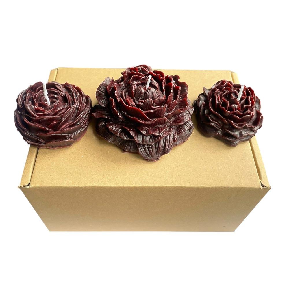 Подарочный набор из 3 ароматических свечей в виде роз (TA0168) Подарочный набор из 3 ароматических свечей в виде роз (TA0168)