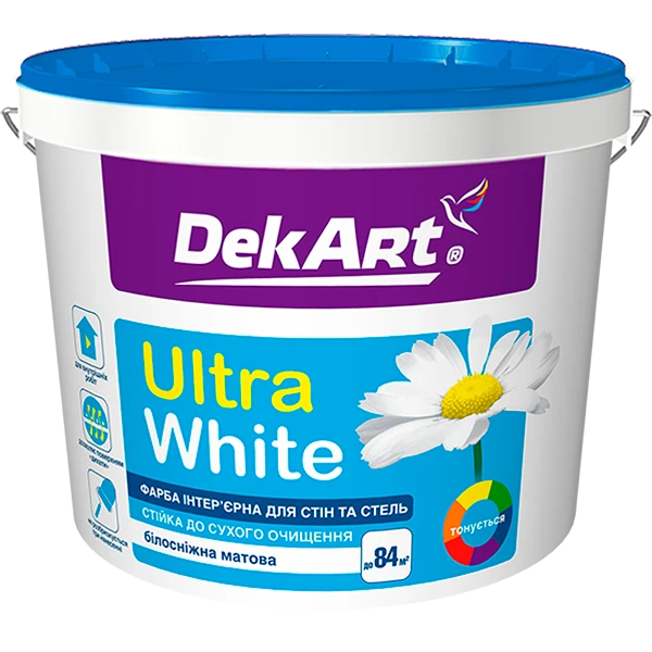 Краска интерьерная для стен и потолков DekArt Ultra White база А 12,6 кг Белый (2792906757)