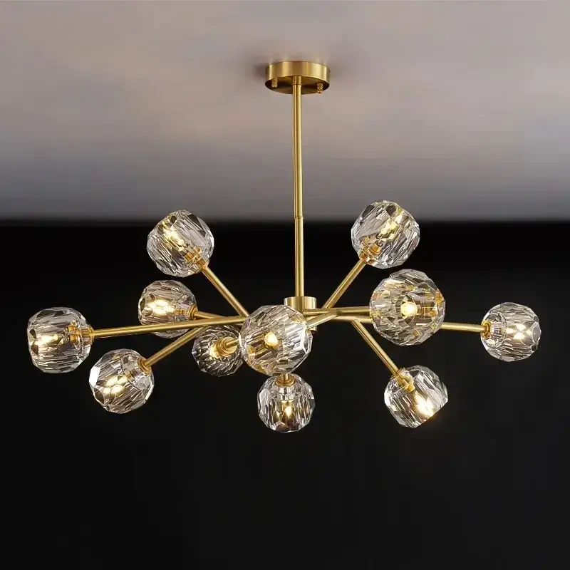 Люстра кришталева LED Блик 8610 12 плафонів Золотистий