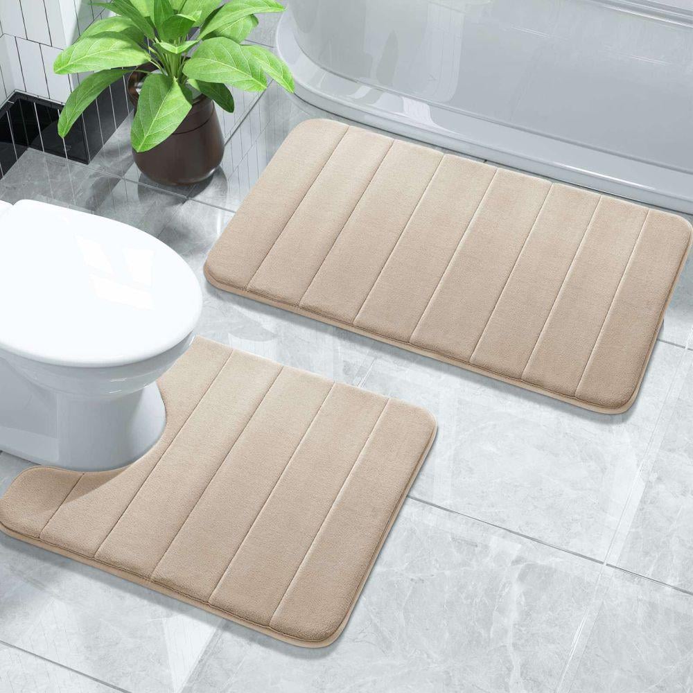 Набор ковриков для ванной и туалета с эффектом памяти 2 шт. Бежевый (300114)