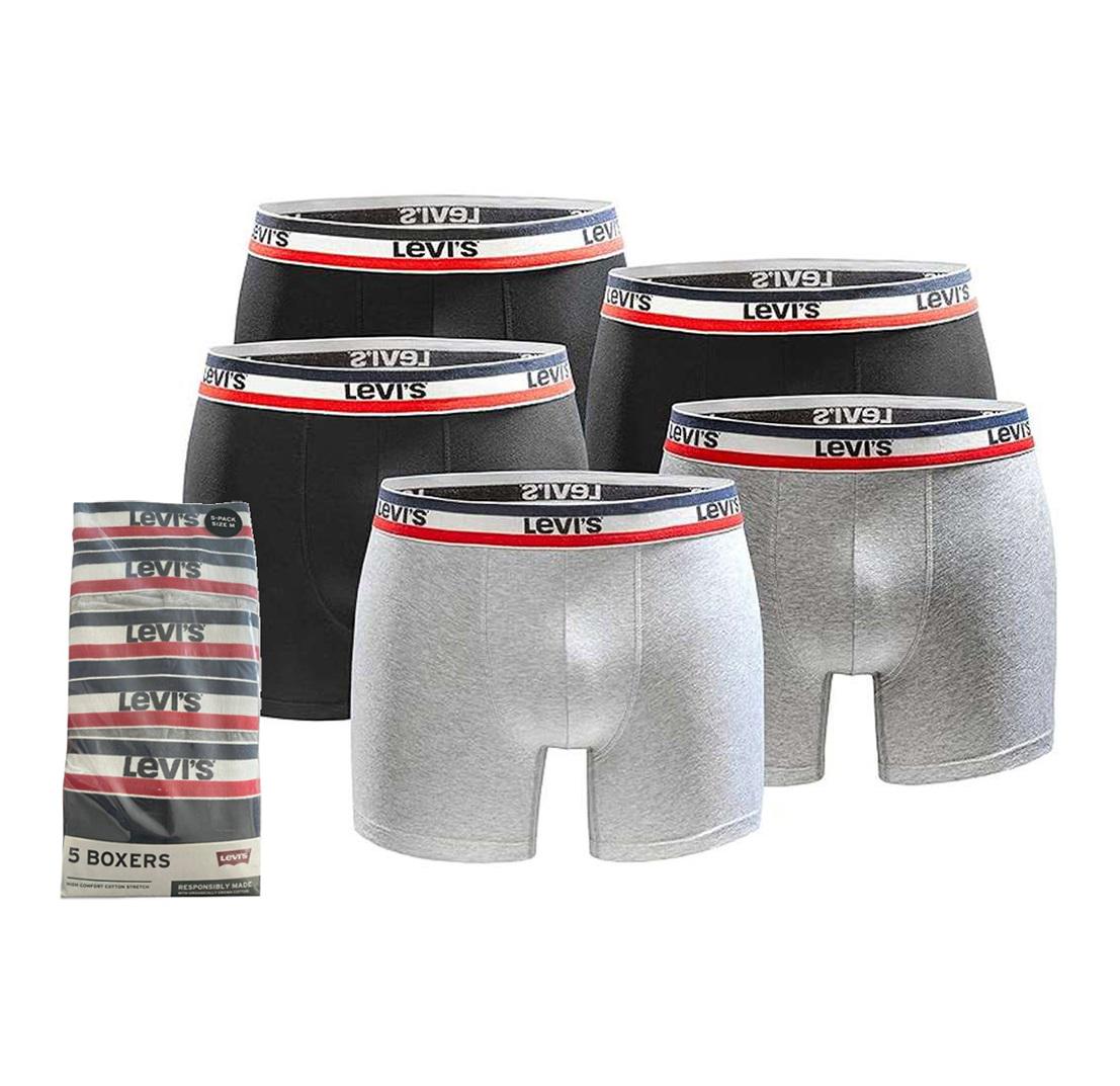 Труси-боксери чоловічі LEVIS Boxers XL 5 шт. Black Grey Melange (701224335-001-030-XL) Труси-боксери чоловічі LEVIS Boxers XL 5 шт. Black Grey Melange (701224335-001-030-XL)