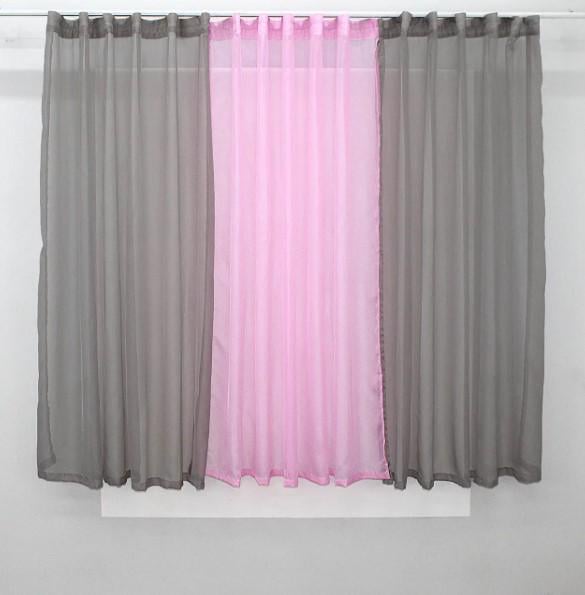 Шторки 400х135 см Графитовый/Розовый (00к 59-404)