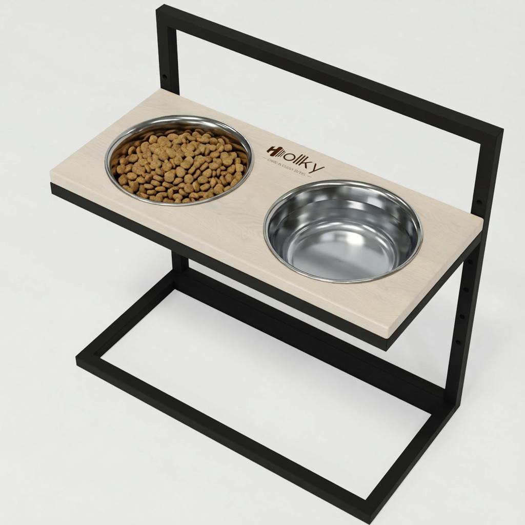 Миски на регулируемой подставке для больших собак Hollky Flex L 2х1,8 л (FL-502850-BLWH) - фото 2