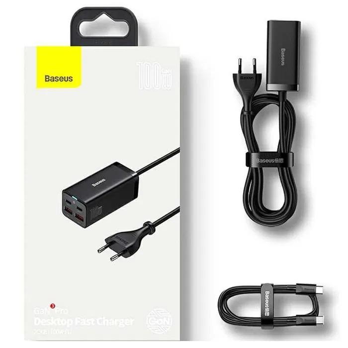 Мережевий зарядний пристрій Baseus GaN3 Pro Desktop Fast Charger 2U 2C 100W Black (CCGP000101) - фото 6