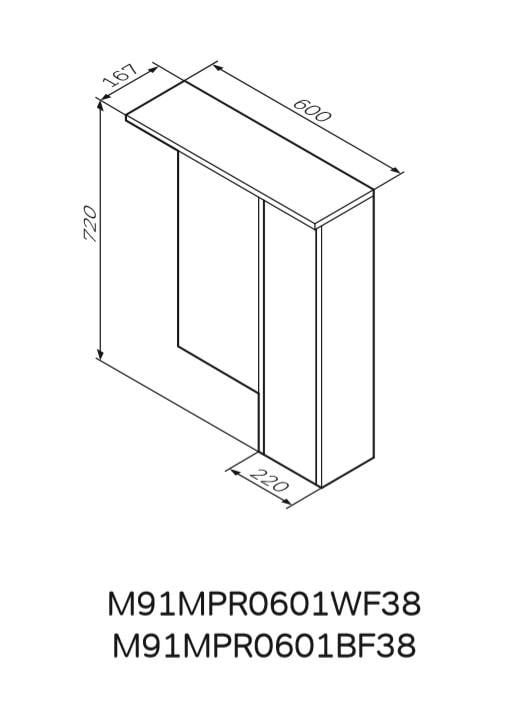 Шкафчик подвесной с зеркалом AM.PM GEM S M91MPR0601BF38 60x72x16,7 см c подсветкой Серый (130383) - фото 2